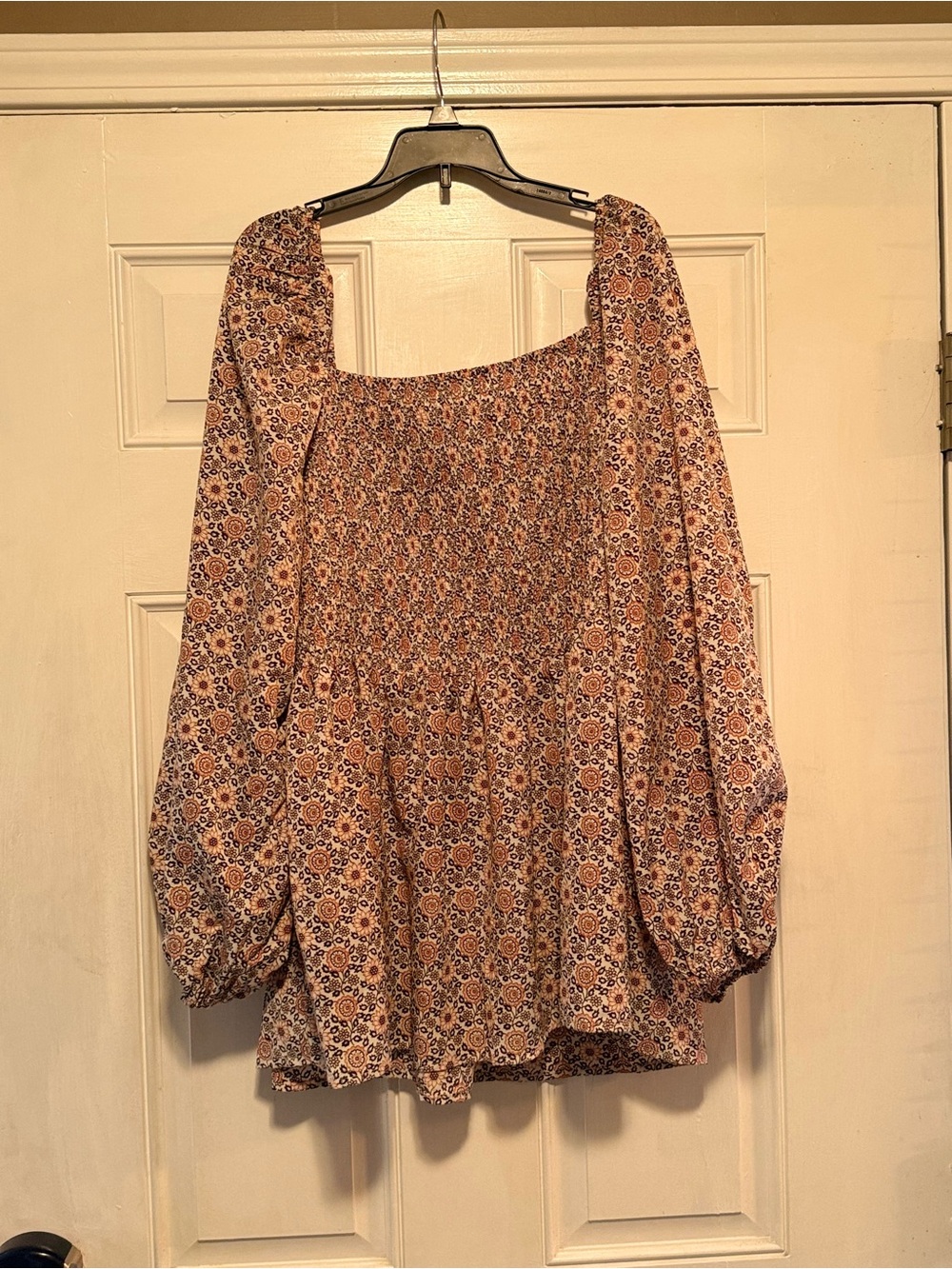 Hayden Smocked Square-Neck Floral Tunic Top